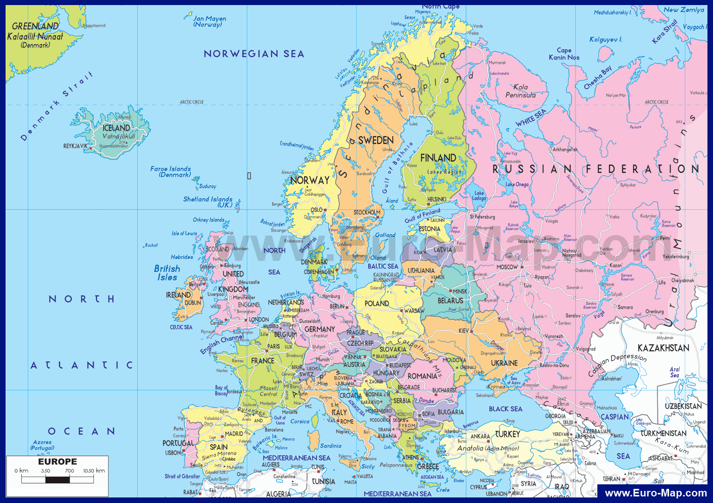 Политическая Карта Европы Со Столицами На Русском
