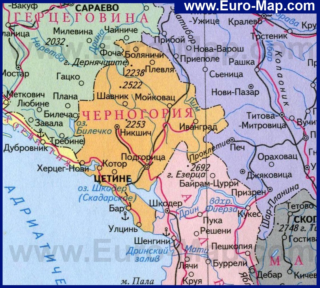 Картинки по запросу карта Хорватия-Черногория