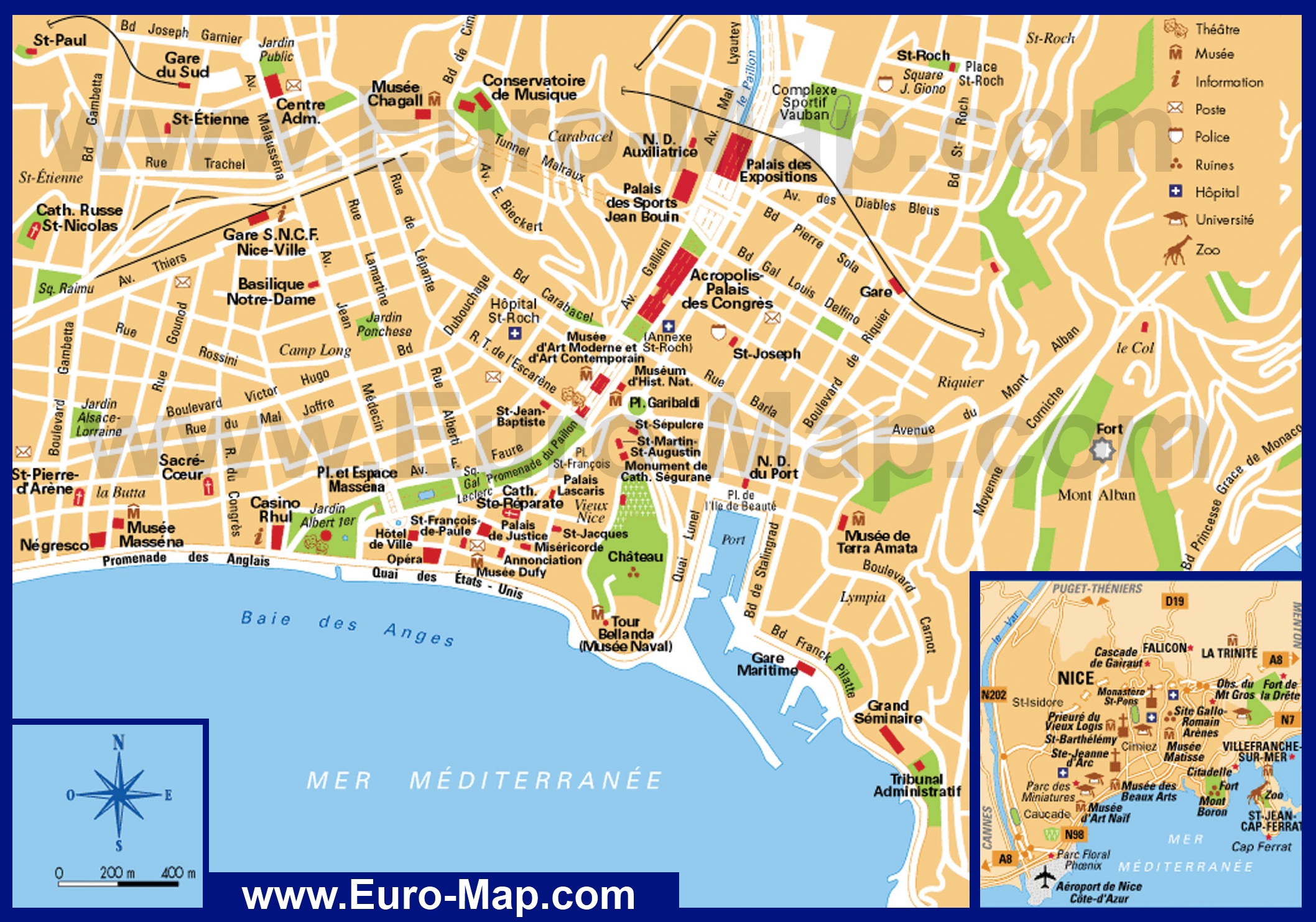 Ницца, карта города
