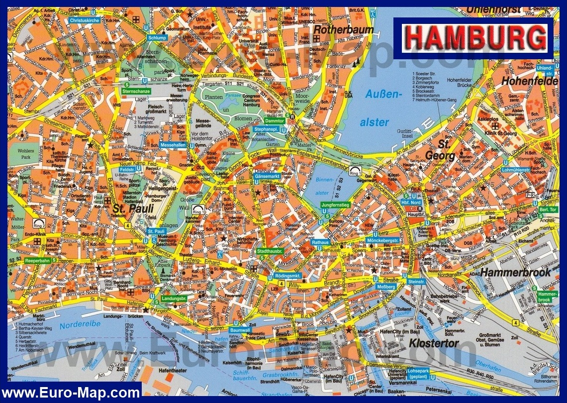 Подробная карта города Гамбург