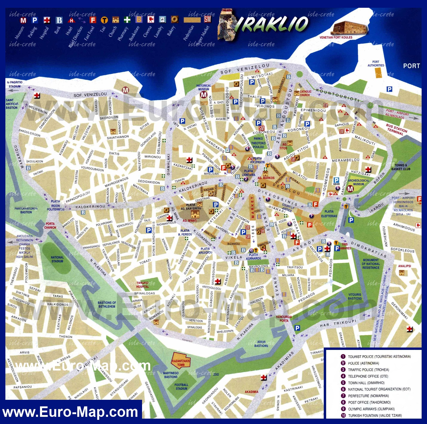 карта центра города Ираклион