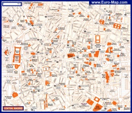 языке | Карта центра города Мадрид