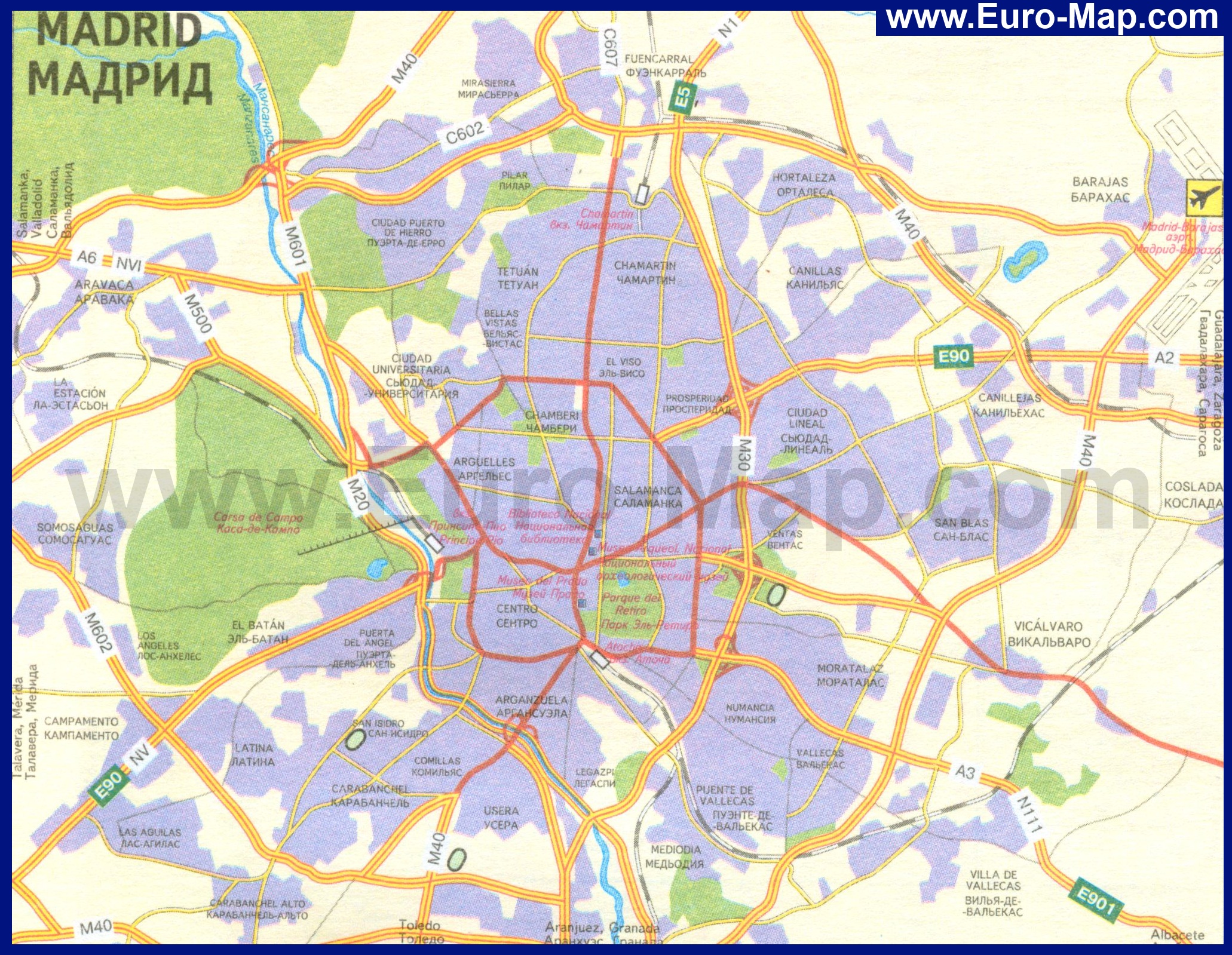 karta madrida Карты Мадрида | Подробная карта Мадрида на русском языке | Карта  karta madrida
