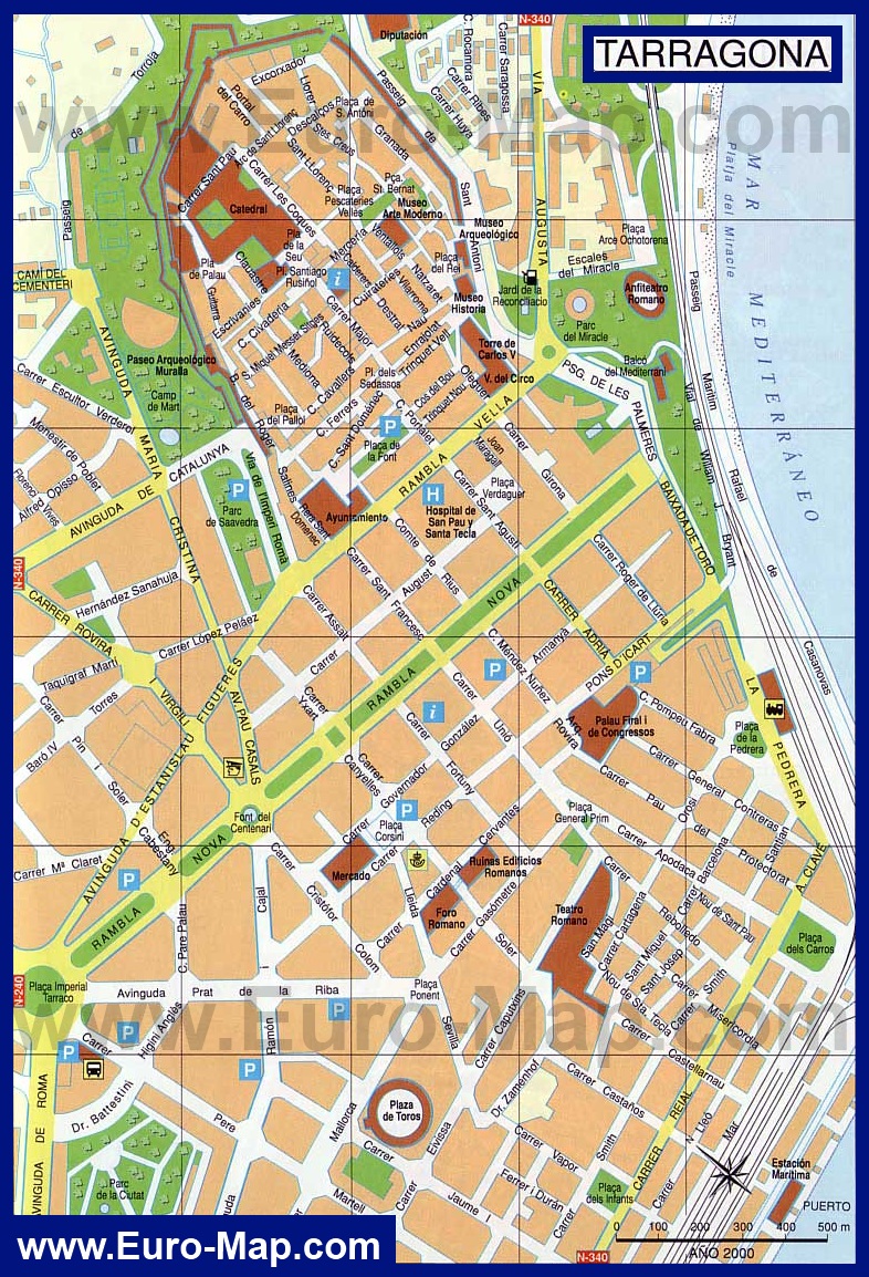 Карта города Таррагона с