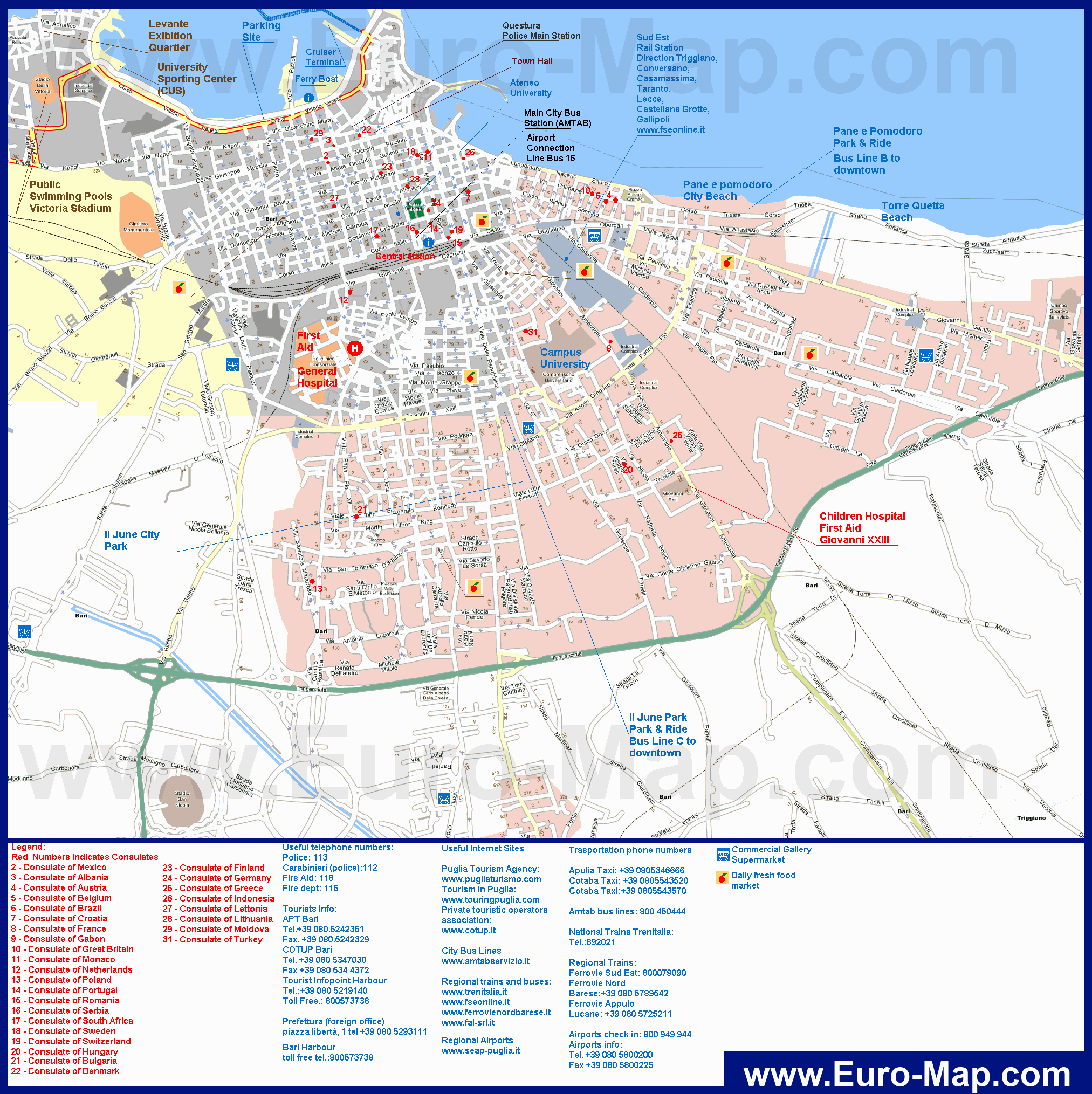 bari karta Карты Бари | Карта города Бари с достопримечательностями | Бари на  bari karta