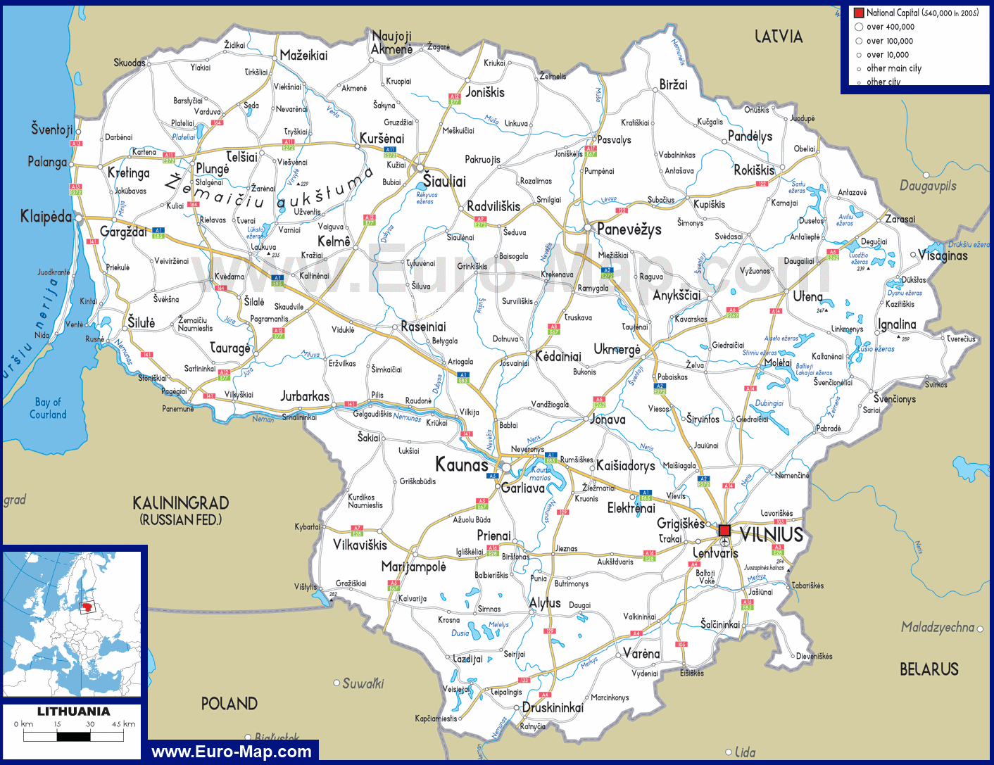 litva karta Карты Литвы | Подробная карта Литвы на русском языке  litva karta