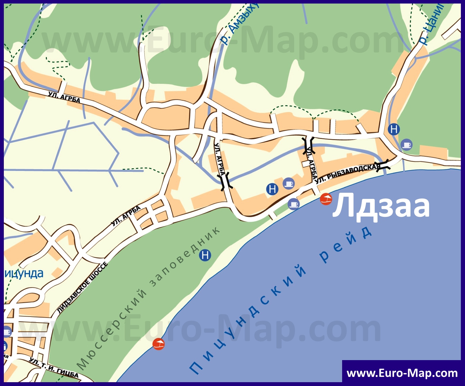 Карта с лдзаа с улицами и номерами домов