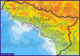 Подробная карта Абхазии с городами и поселками