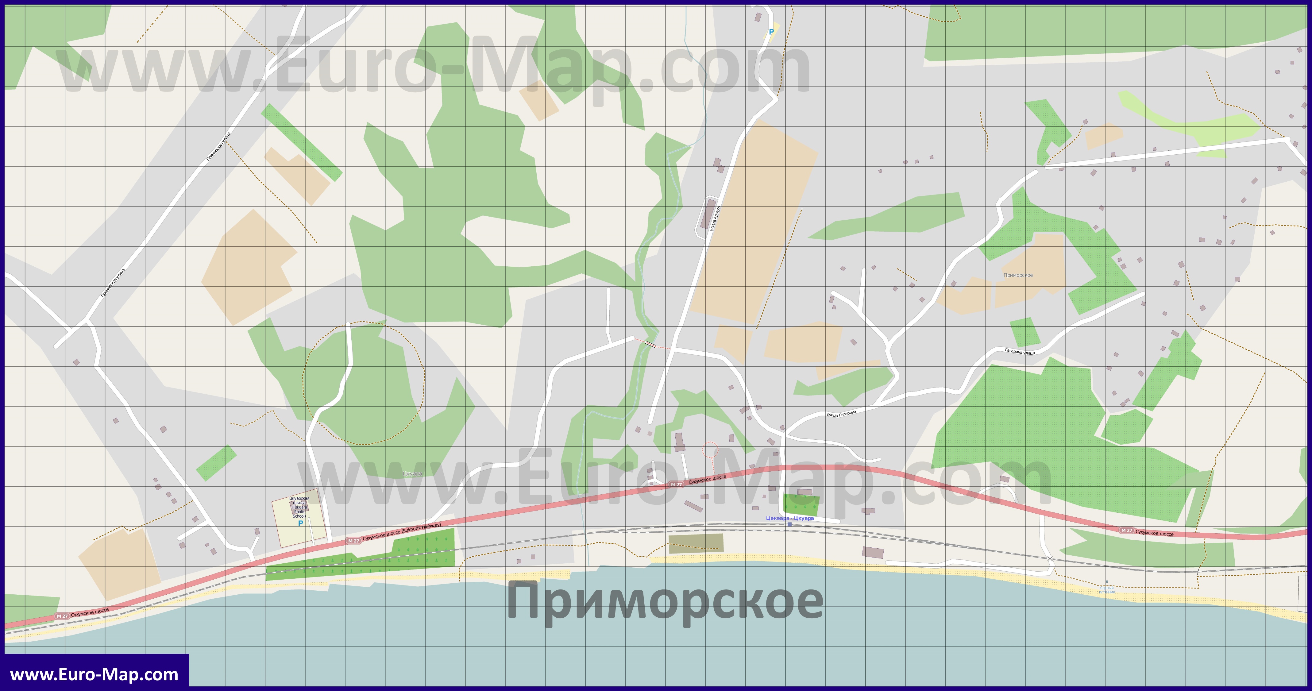 Карта поселка лдзаа с улицами и номерами домов в абхазии