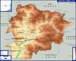 Физическая карта Андорры