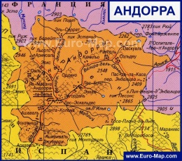 Карта государства Андорра на русском языке