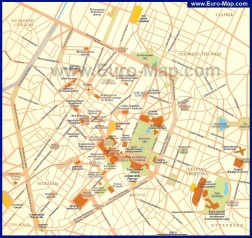 Карта центра Брюсселя на русском языке с достопримечательностями