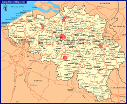 Карта дорог Бельгии с городами