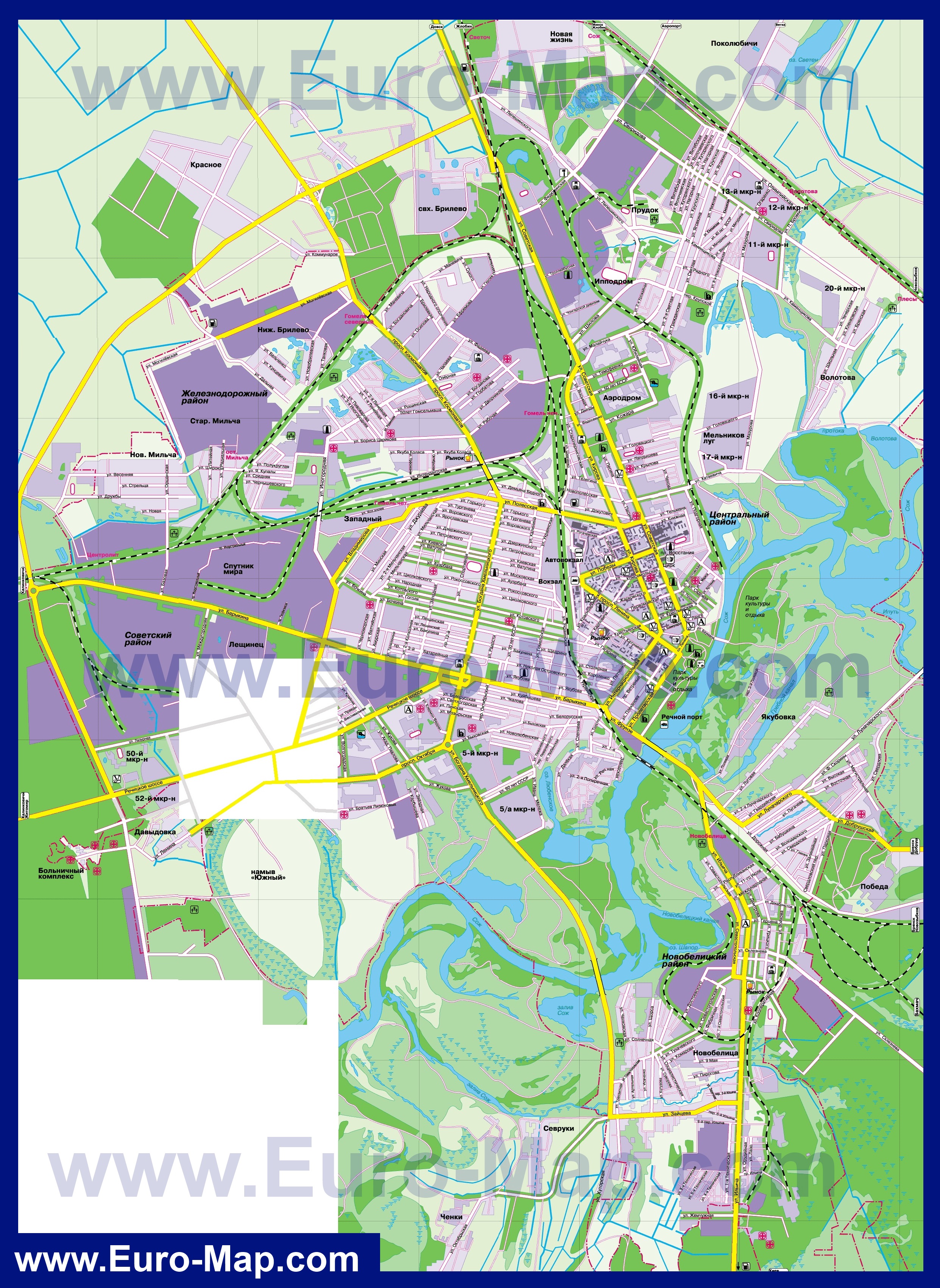 Покажи карту гомеля. Карта Гомеля Центральный район. Схема города Гомель. Карта Гомеля по районам. Карта Гомеля с улицами.