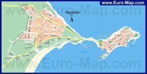 Подробная карта Несебра с отелями