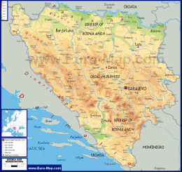 Физическая карта Боснии и Герцеговины