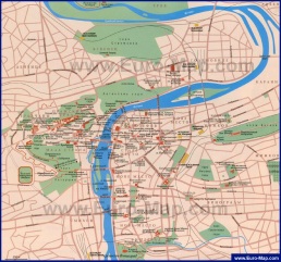 Карта центра города Прага с достопримечательностями на русском языке