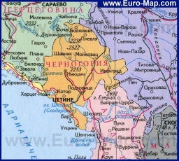 Карта Черногории на русском языке