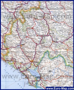 Карта Черногории с городами