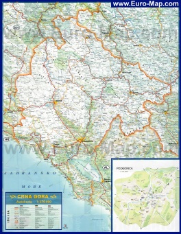 Подробная автомобильная карта дорог Черногории