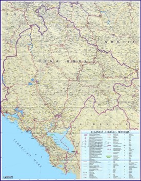 Подробная карта Черногории с городами и дорогами