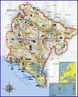 Туристическая карта Черногории с достопримечательностями