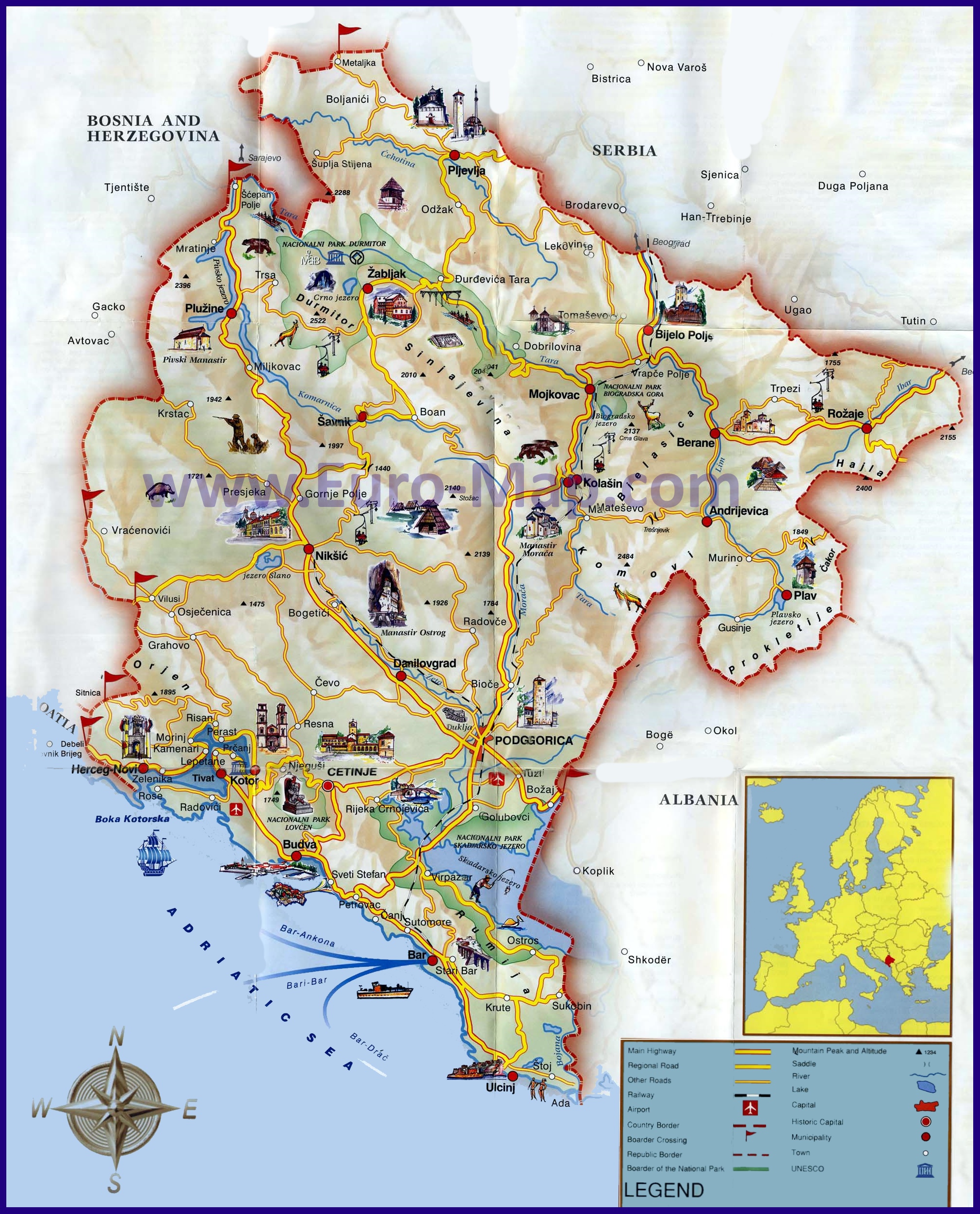 Абхазия карта с городами и достопримечательностями