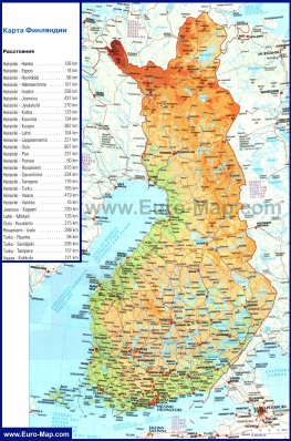 Подробная карта Финляндии с дорогами (Автомобильная)