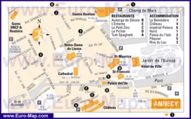 Карта отелей и ресторанов Анси