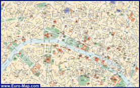 Карта города Париж с достопримечательностями и улицами