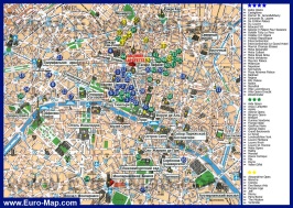 Туристическая карта Парижа с отелями