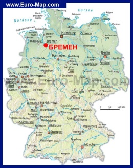Бремен на карте Германии