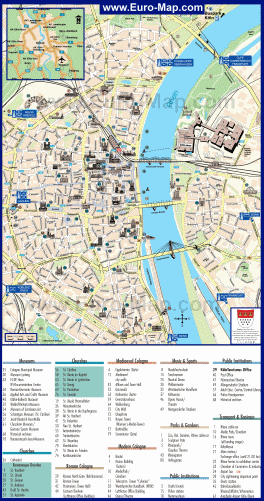 Туристическая карта города Кёльн с достопримечательностями