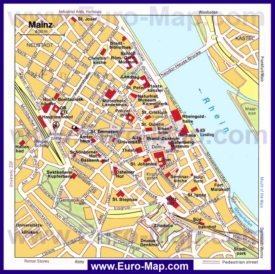 Туристическая карта Майнца с достопримечательностями