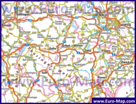 Автомобильная карта дорог Тюрингии