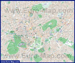 Подробная карта города Афины с достопримечательностями