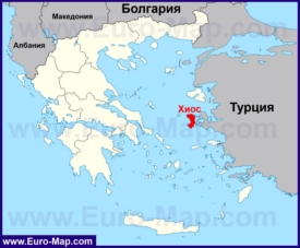 Хиос на карте Греции