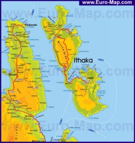 Подробная карта острова Итака