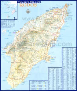 Подробная карта острова Родос с отелями