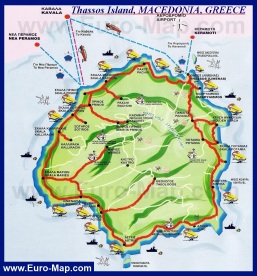 Туристическая карта острова Тасос