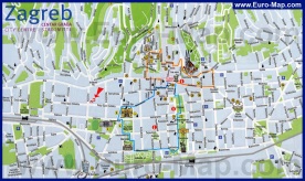 Карта центра Загреба с достопримечательностями
