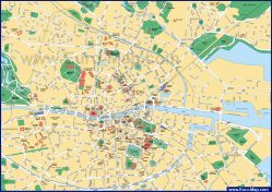 Подробная карта Дублина с достопимечательностями