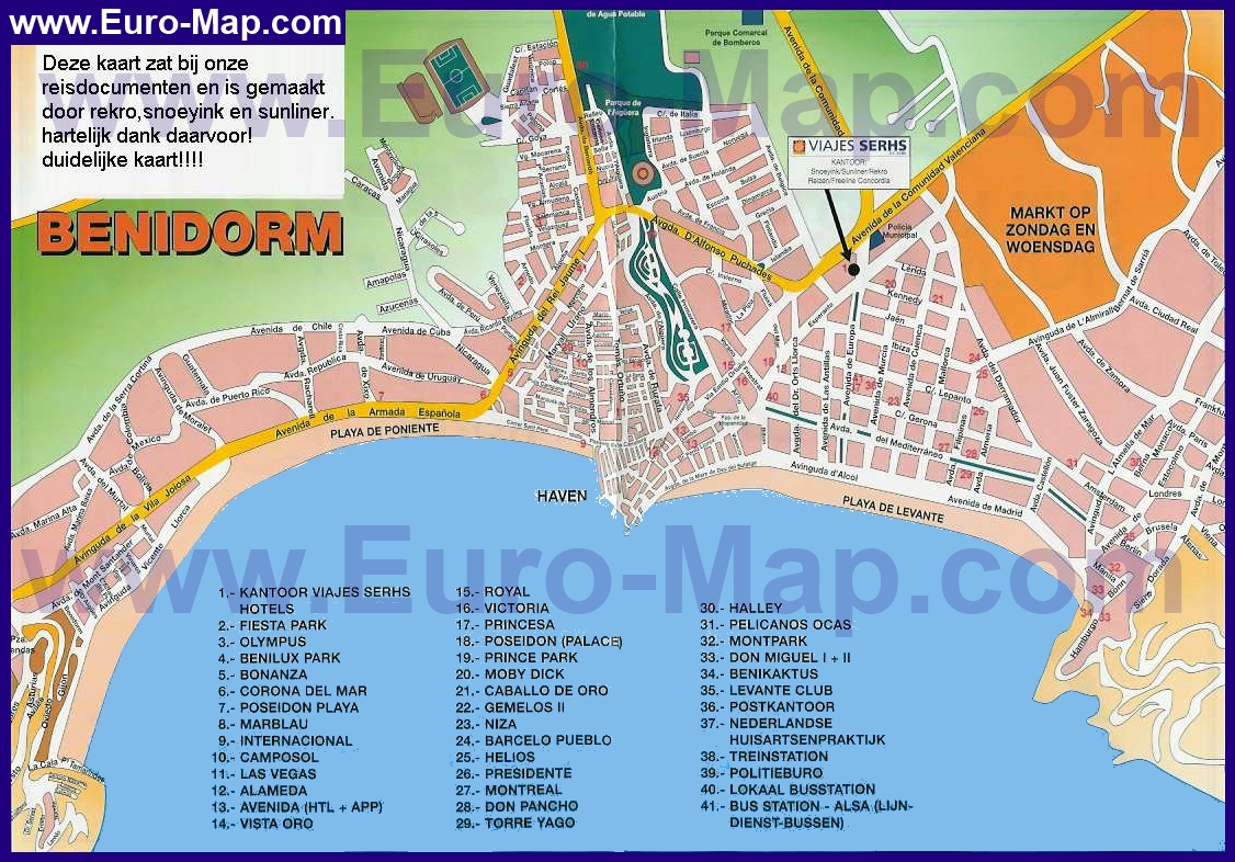 Map Of Benidorm Old Town