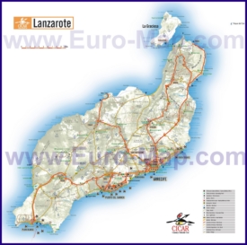 Подробная карта острова Лансароте