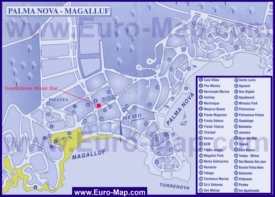 Карта отелей Магалуфа