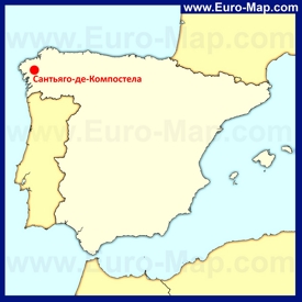 Сантьяго-де-Компостела на карте Испании