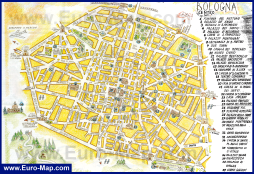 Подробная карта Болоньи с достопримечательностями