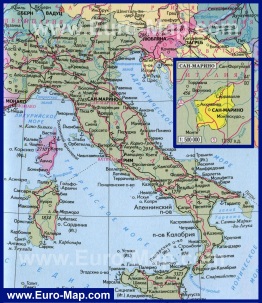 Карта Италии на русском языке