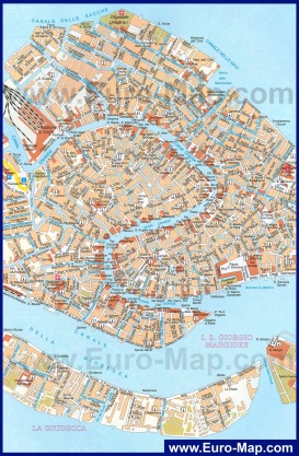 Карта города Венеция с достопримечательностями