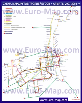 Карта маршрутов троллейбусов Алматы